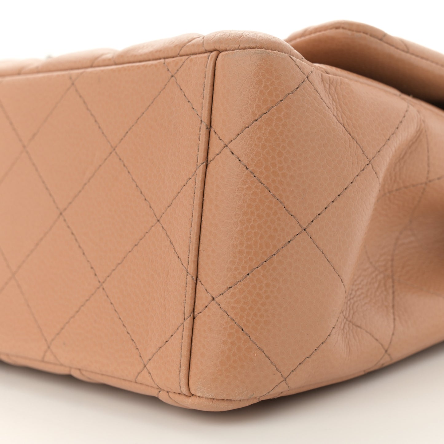 Caviar Quilted Maxi Double Flap Dark Beige