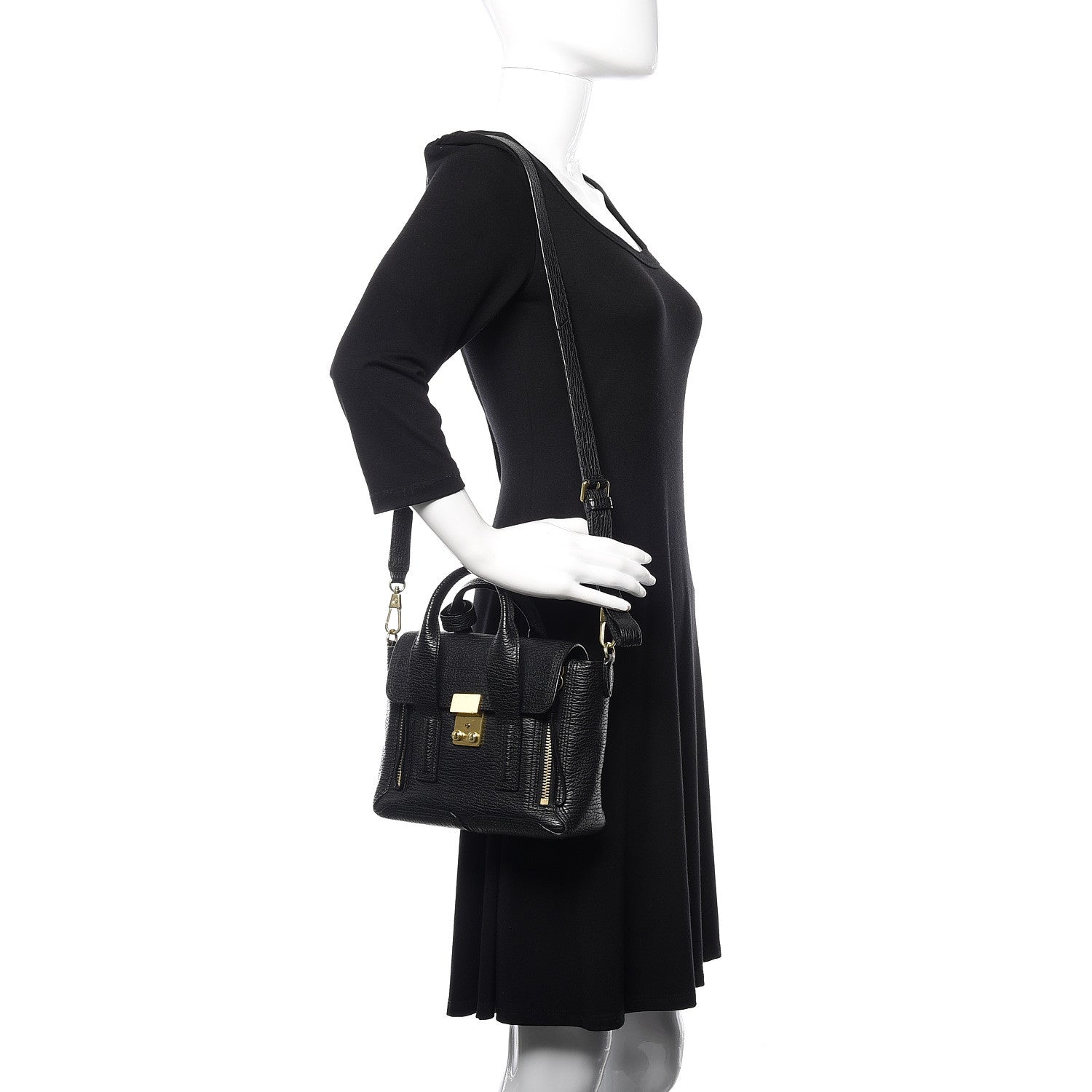 3.1 Phillip Lim 3.1 Textured Calfskin Mini Pashli Satchel Black 2 of 15