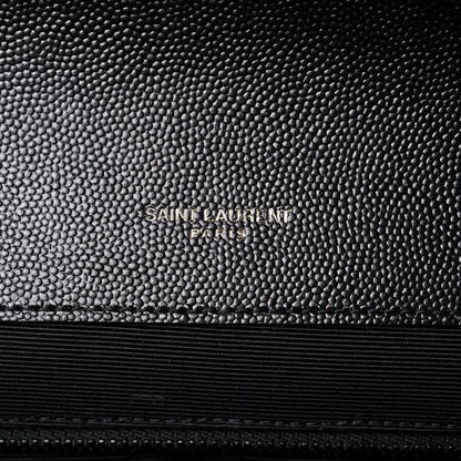Saint Laurent Grain De Poudre Textured Mixed Matelasse Large Triquilt Monogram Monochrome Satchel Black 5 of 11