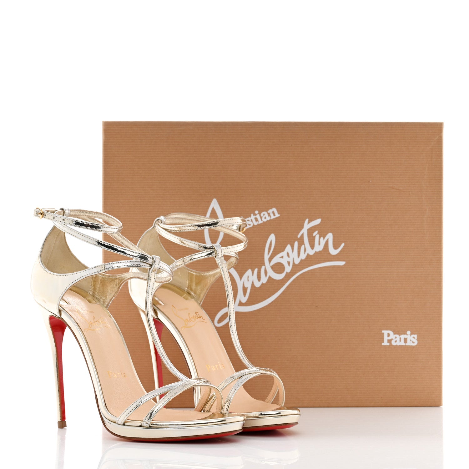 Christian Louboutin Metallic Calfskin Benedetta 120 Sandals 35.5 Light Gold 8 of 8