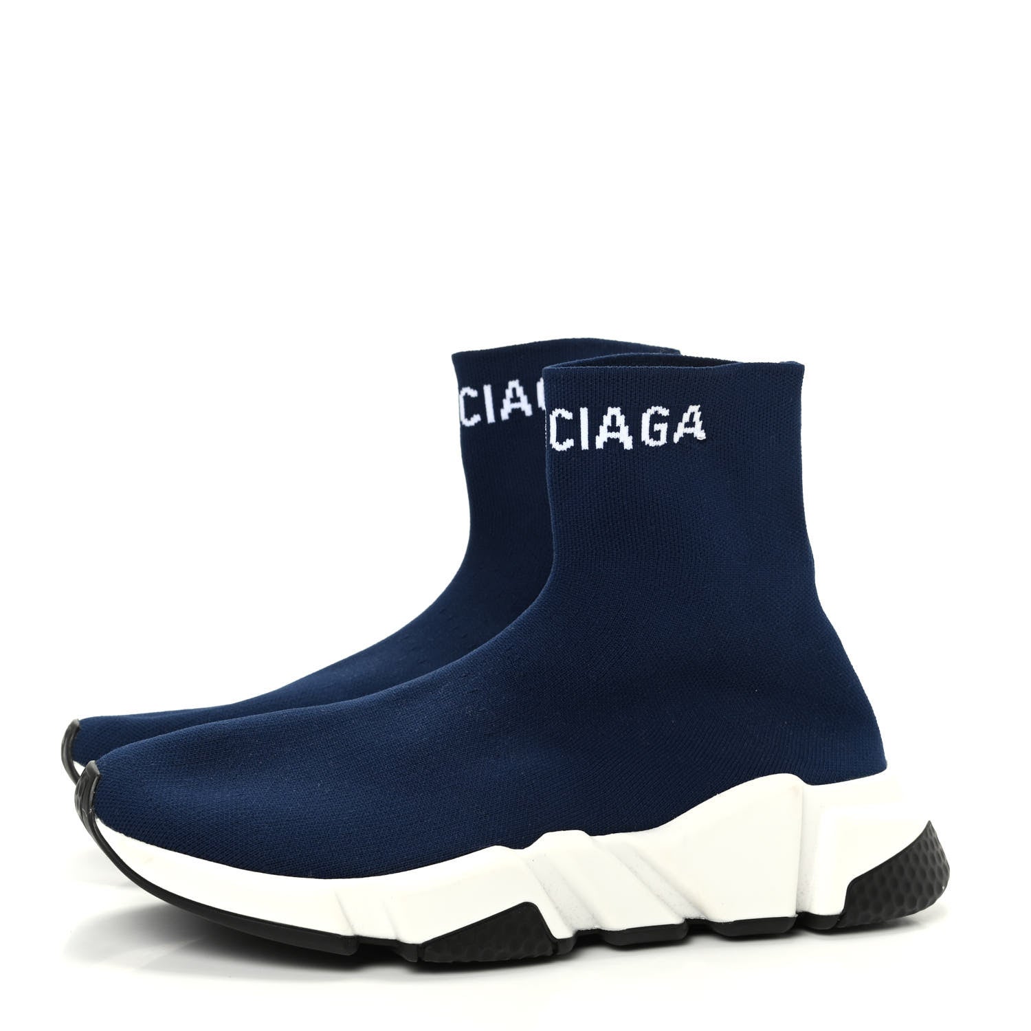 Balenciaga Neoprene Knit Womens Hi Speed Sneakers 37 Navy 3 of 8