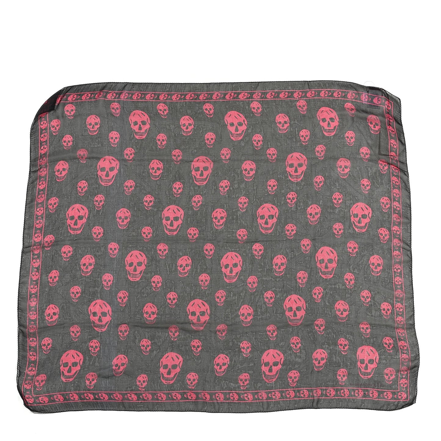 Silk Skull Scarf Black Pink