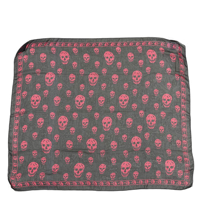 Alexander McQueen Silk Skull Scarf Black Pink 1 of 3