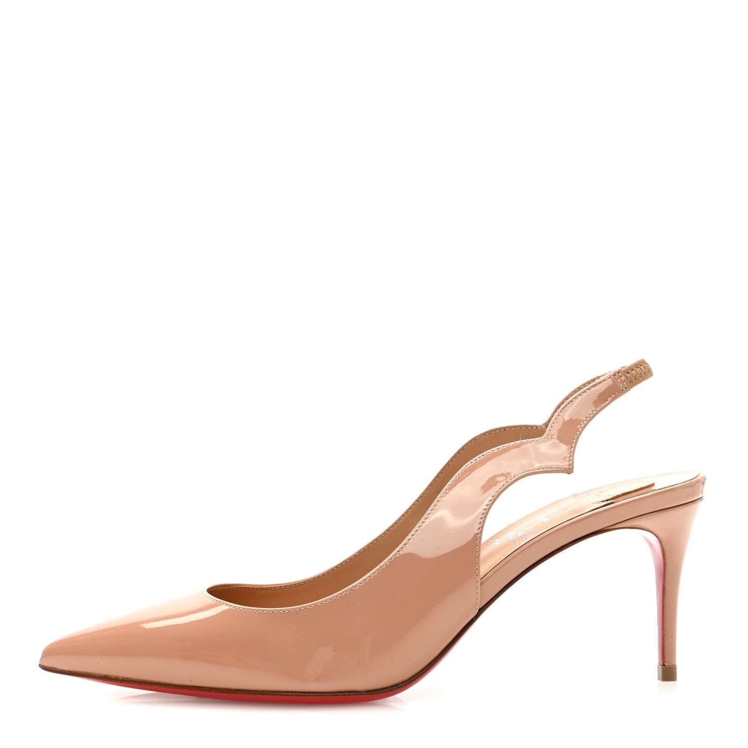 Christian Louboutin Patent Hot Chick Slingback 70 Pumps 36.5 Nude 1 of 9