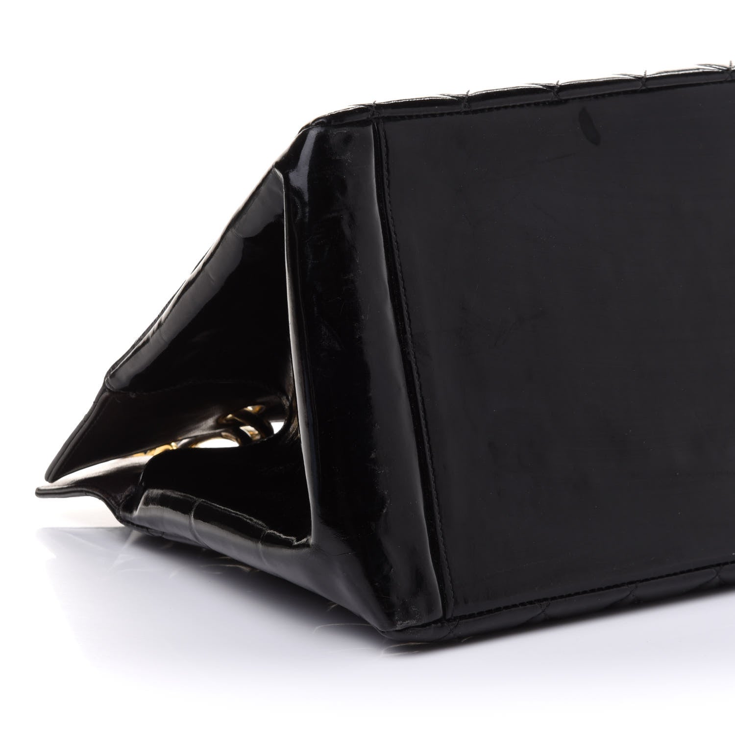 Chanel Patent Quilted Grand Shopping Tote GST Black 5 of 10