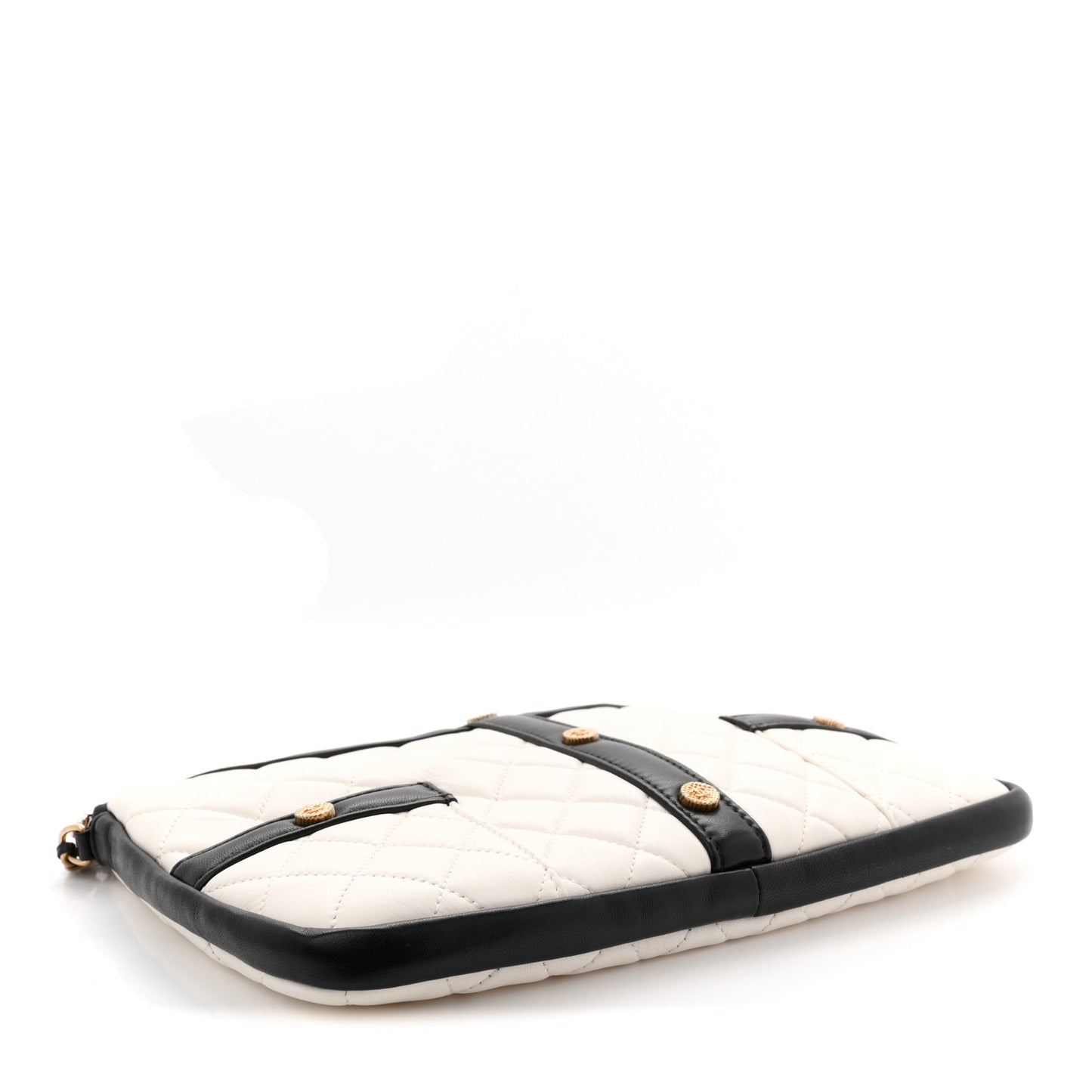 Lambskin Quilted Medium Girl Shoulder Bag White Black