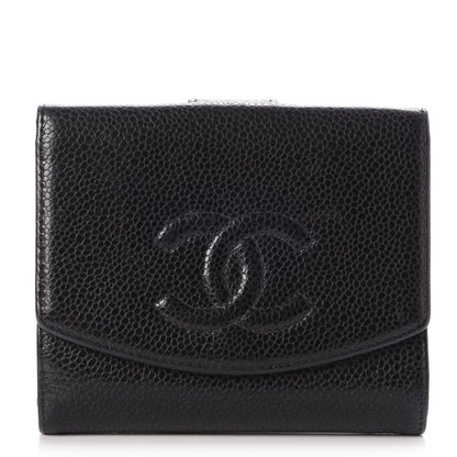 Chanel Caviar Timeless CC Compact French Wallet Black 1 of 8