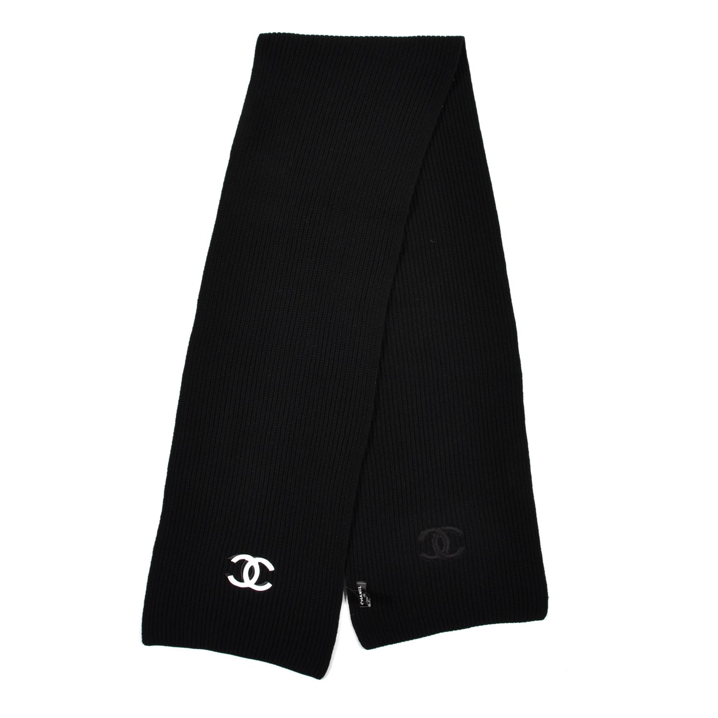 Wool Cashmere CC Scarf Black White