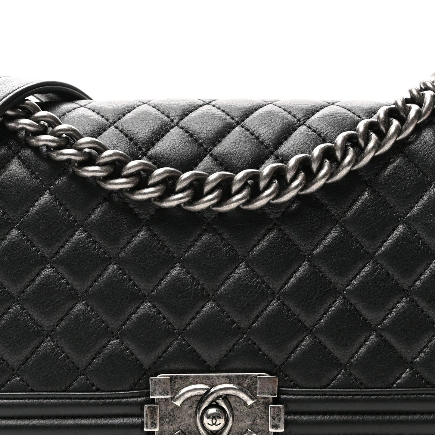 Calfskin Quilted Medium Boy Flap Black