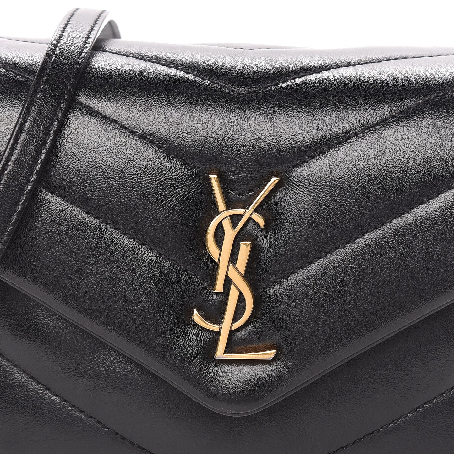 Calfskin Y Quilted Monogram Toy Loulou Crossbody Bag Black