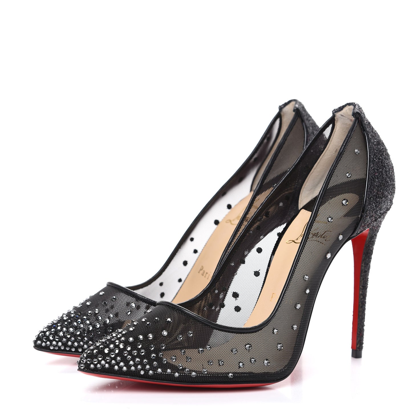 Rete Glitter Mini Specchio Strass Follies 100 Pumps 38 Black