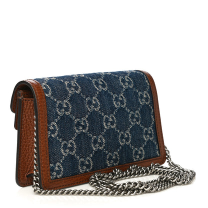 Gucci New Denim GG Monogram Dollar Calfskin Enamel Super Mini Dionysus Shoulder Bag Blue Tea Cuir Epilog Electric Blue 3 of 10