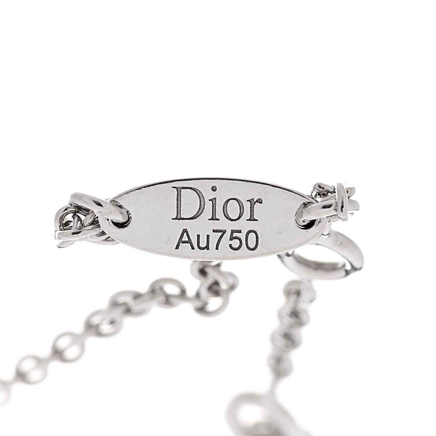 CHRISTIAN DIOR 18K White Gold Pave Diamond Rose Des Vents Bracelet