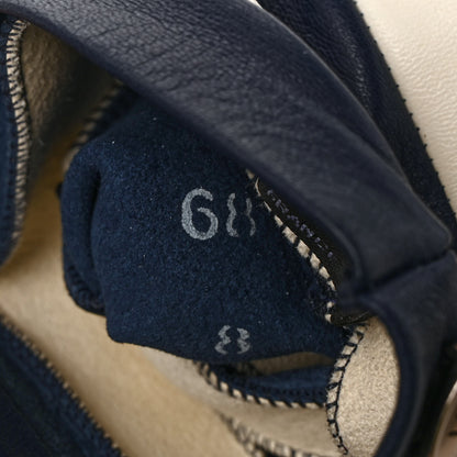 Chanel Lambskin Fingerless Gloves 8 Navy White 5 of 6