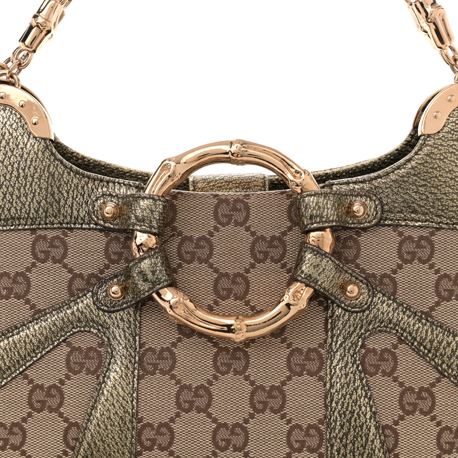 Gucci Monogram Bamboo Chain Tom Ford Shoulder Bag Metallic 1689770