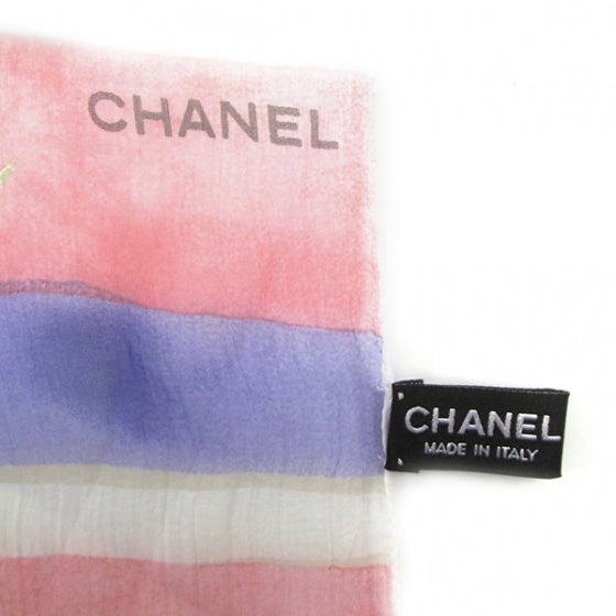 Chanel Silk Floral CC Scarf 4 of 5