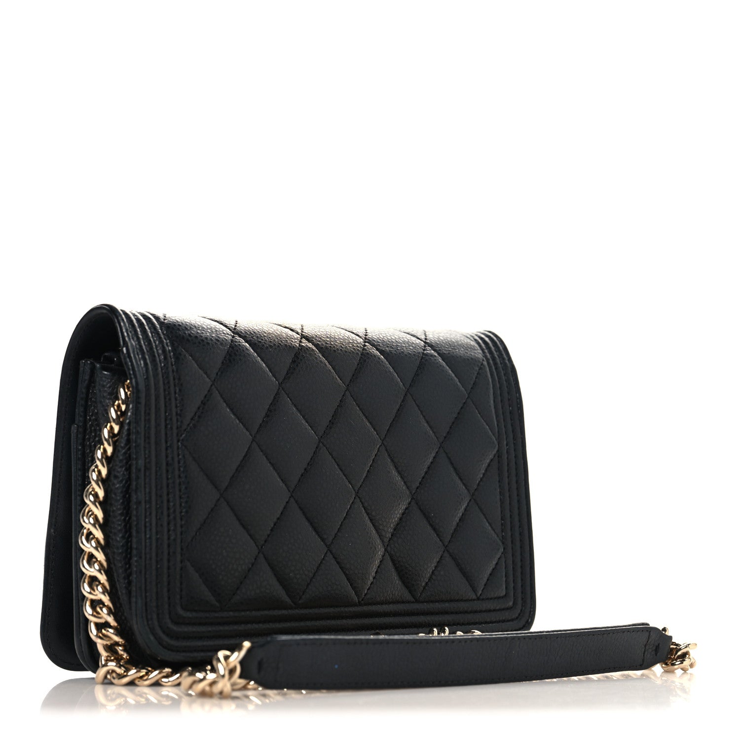 Chanel Caviar Quilted Boy Wallet On Chain WOC Black 3 of 13