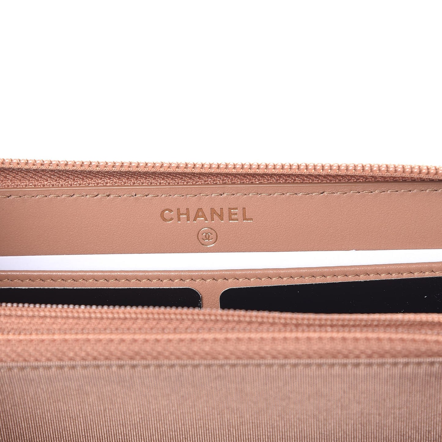 Caviar Chevron Zip Around Boy Wallet Light Brown