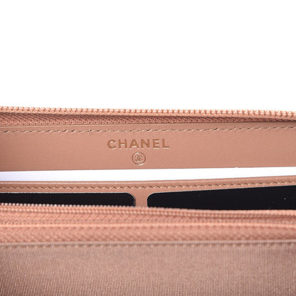 Chanel Caviar Chevron Zip Around Boy Wallet Light Brown 6 of 9