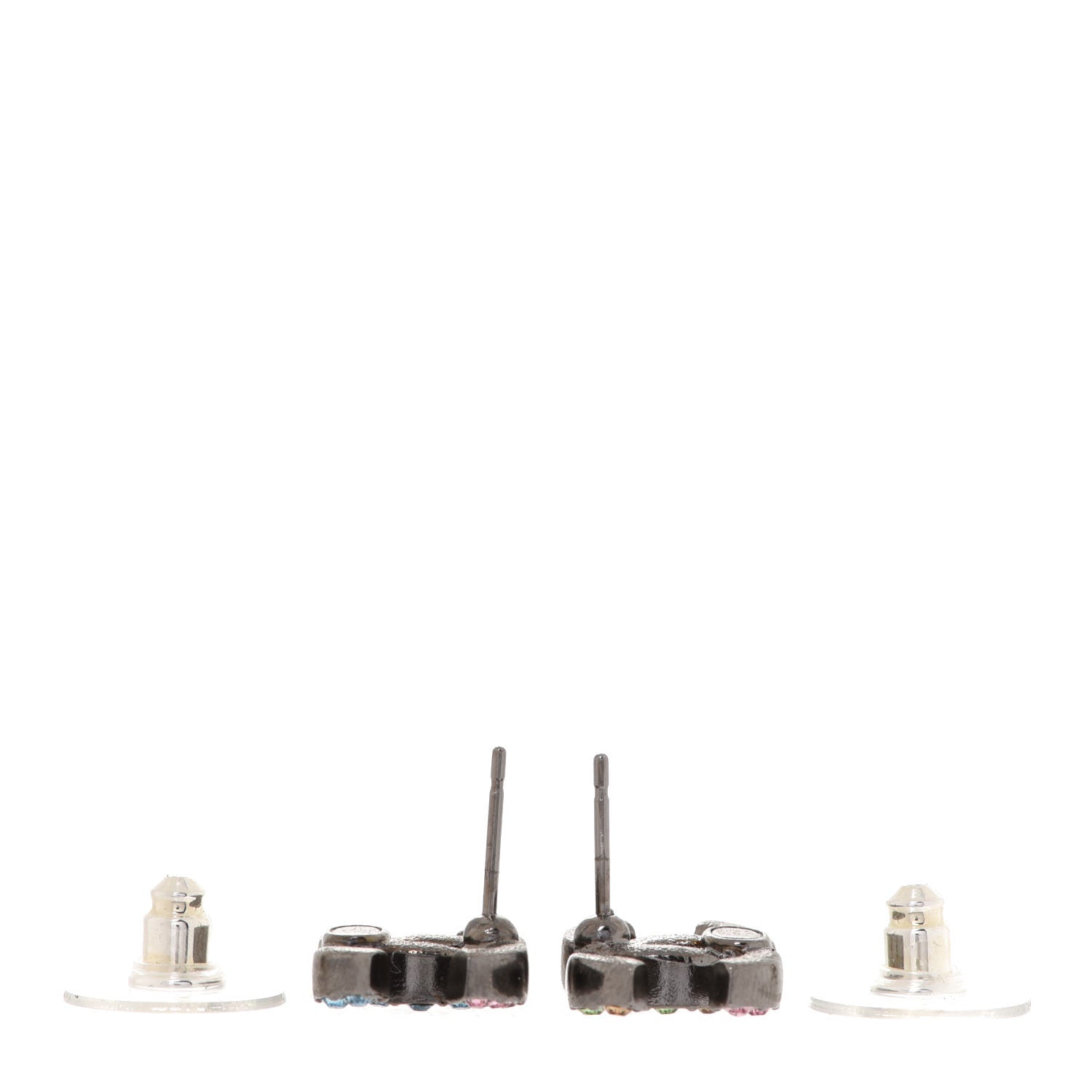 Chanel Ruthenium Crystal CC Earrings Multicolor 4 of 5