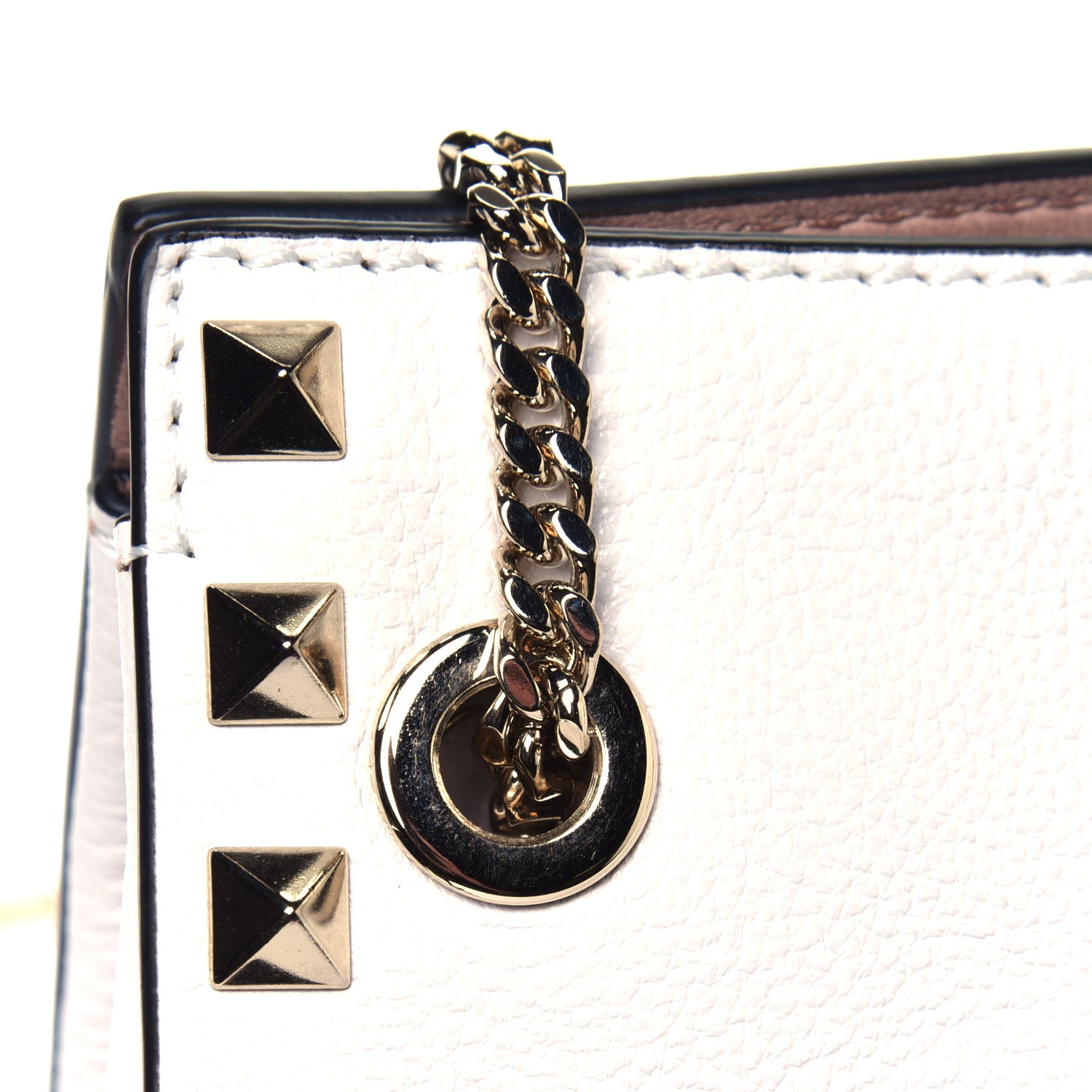 Valentino Garavani Pebbled Calfskin Mini Rockstud Flip-Lock Chain Shoulder Bag Ivory 5 of 5