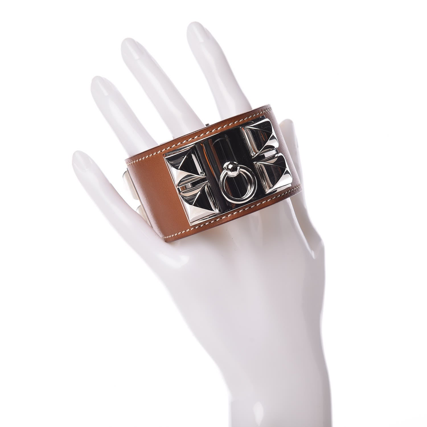 Hermes Barenia Collier De Chien CDC Bracelet L Fauve 2 of 7