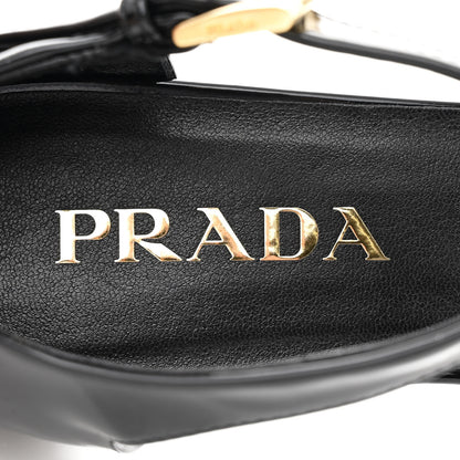 Prada Vernice Triangle Squared Toe 35mm Pumps 37.5 Black 8 of 9