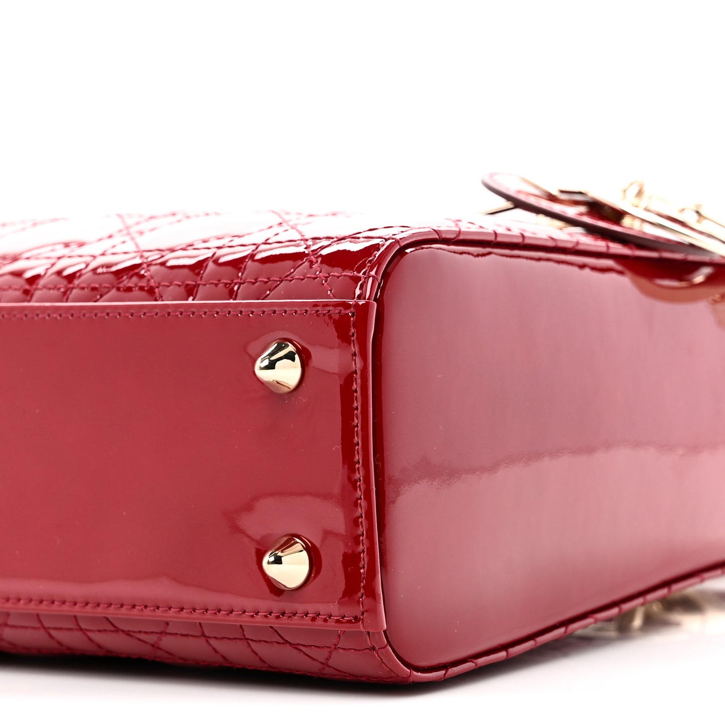 Patent Cannage Small Lady Dior Cherry Red