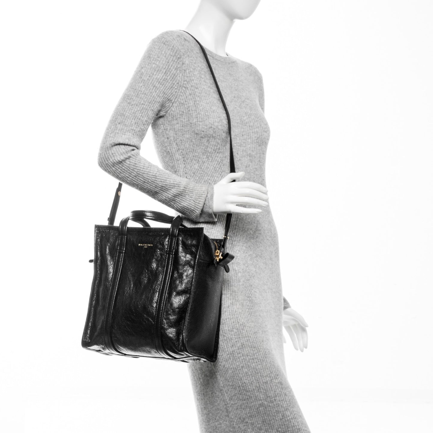 Agneau Small Bazar Shopper Tote Black Rouge Groseille