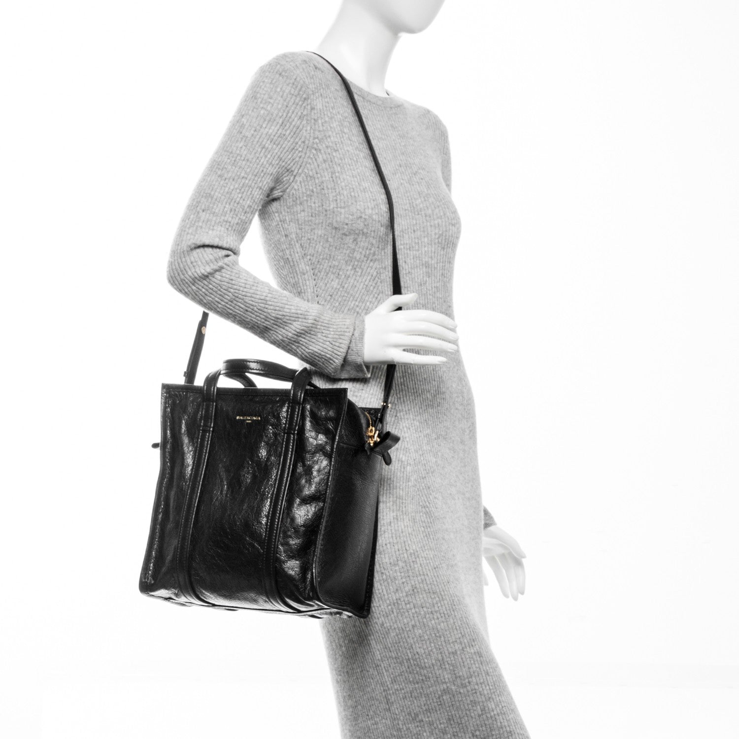 Balenciaga Agneau Small Bazar Shopper Tote Black Rouge Groseille 9 of 9