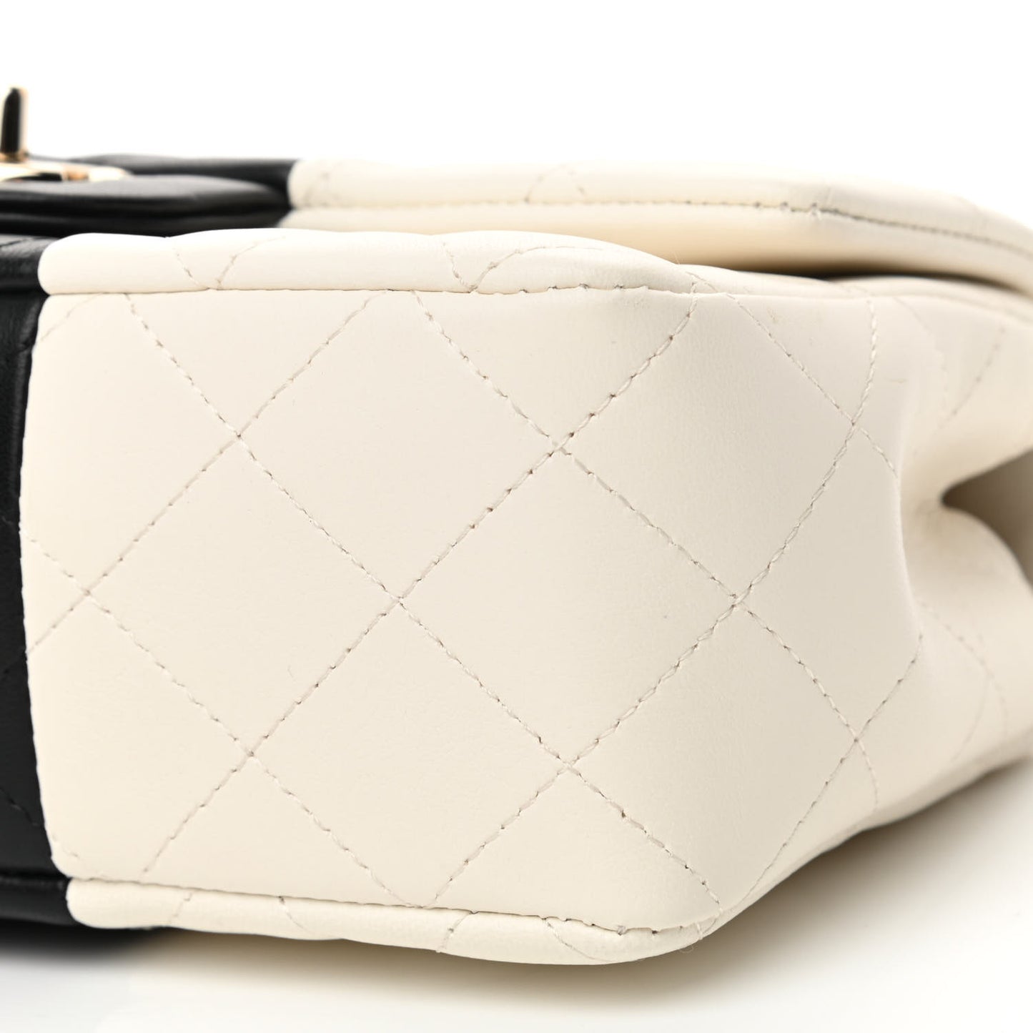Lambskin Quilted Mini Rectangular Flap White Black