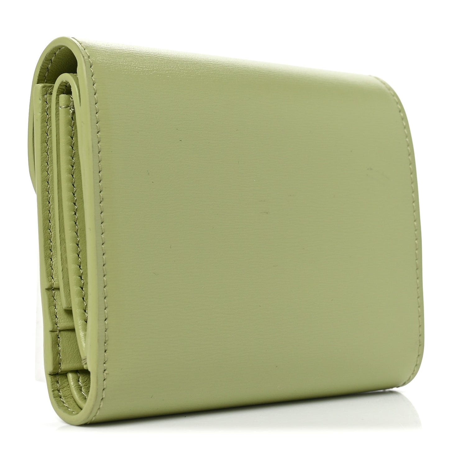Shiny Calfskin Small Triomphe Wallet Light Jade