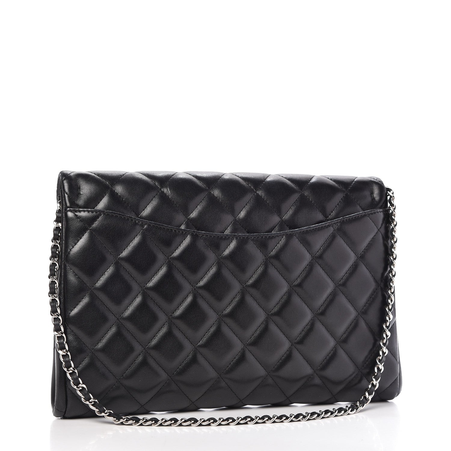Chanel Lambskin Quilted Clutch With Chain Flap Black 3 of 10