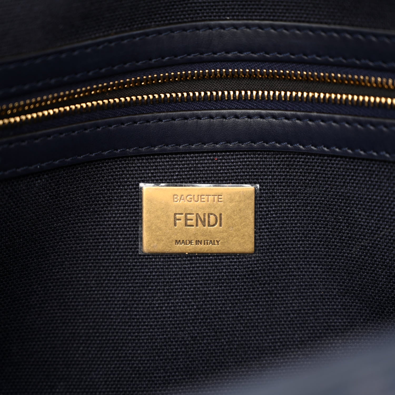 Fendi Canvas Vitello King Bi-Color Strap FF Embroidered Baguette Midnight 6 of 11