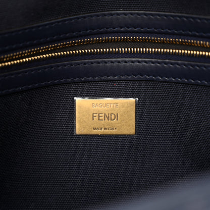Fendi Canvas Vitello King Bi-Color Strap FF Embroidered Baguette Midnight 6 of 11