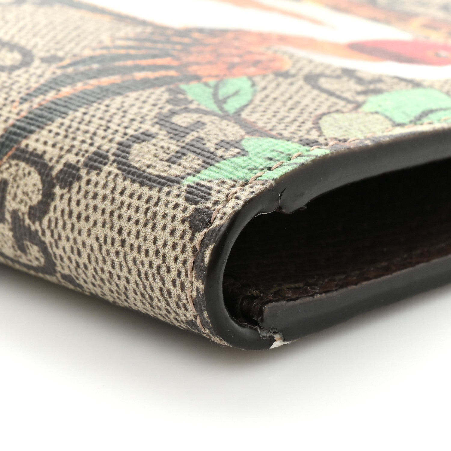 Gucci GG Supreme Monogram Tian Bi-Fold Wallet Beige Multicolor New Acero 10 of 15