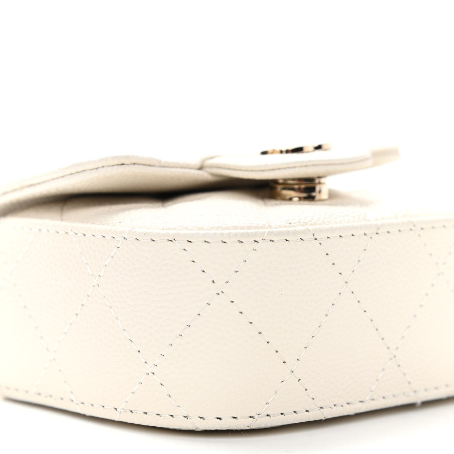 Caviar Quilted Mini Clutch With Chain White