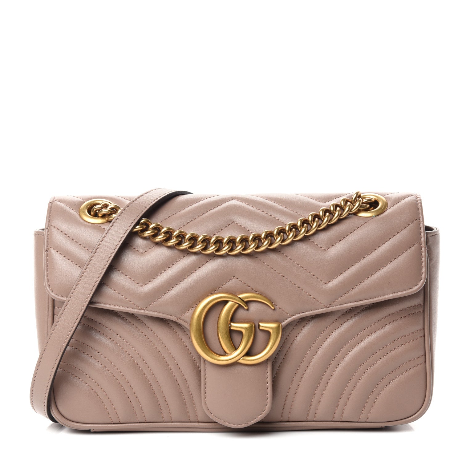 Gucci Calfskin Matelasse Small GG Marmont Shoulder Bag Porcelain Rose 1 of 10