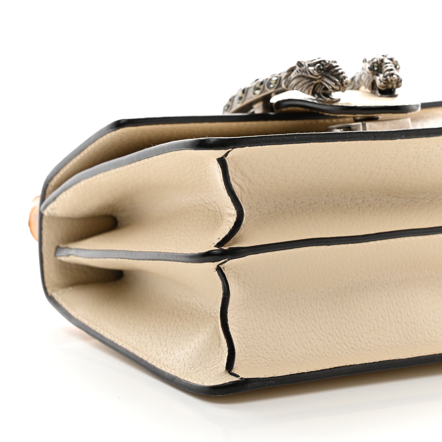 Gucci Textured Calfskin Crystal Bamboo Web Mini Dionysus Top Handle Bag Mystic White 10 of 11