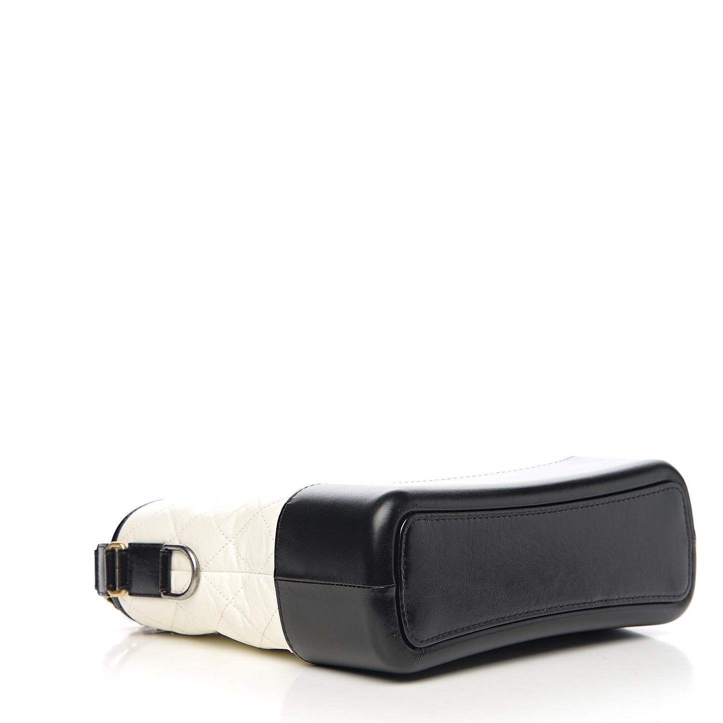 Aged Calfskin Quilted Medium Gabrielle Hobo Black White