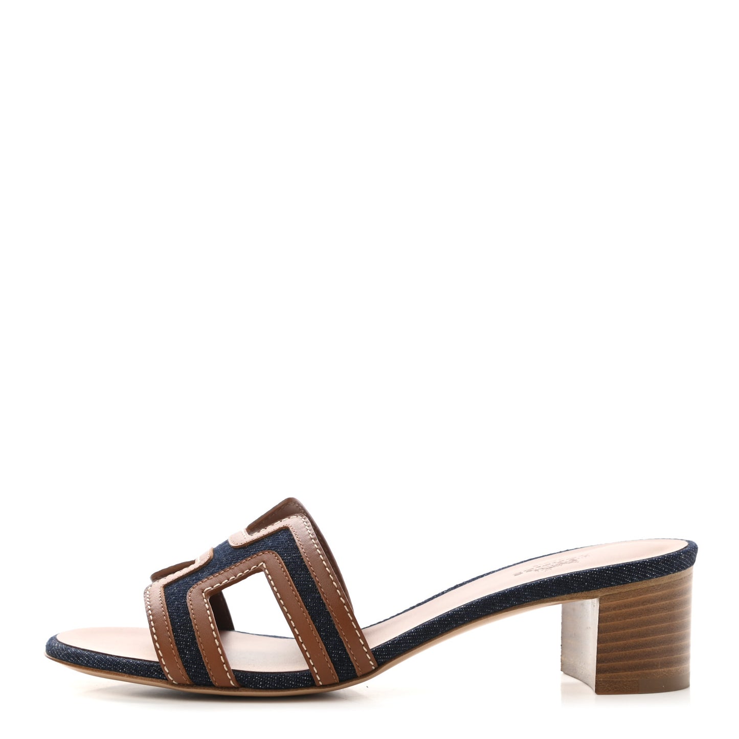 Calfskin Denim Oasis Sandals 35.5 Bleu Brut Gold