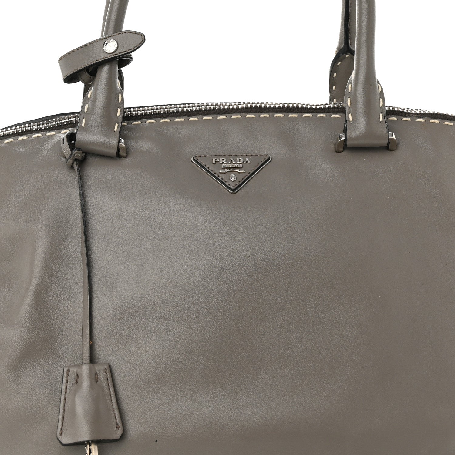 Prada City Calf Small Hand Stitched Zip Tote Calce 7 of 16