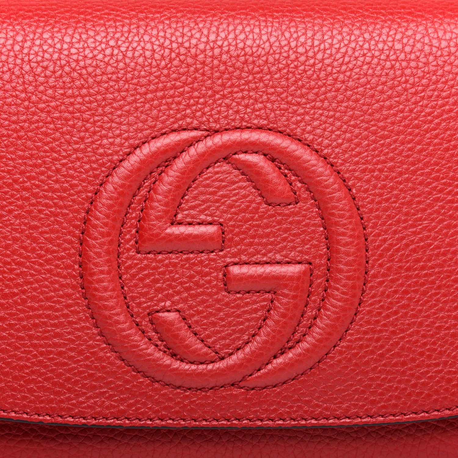Gucci Pebbled Calfskin Medium Soho Flap Crossbody Vibrant Red 10 of 10