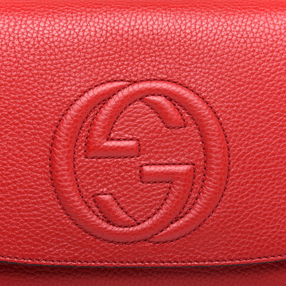 Gucci Pebbled Calfskin Medium Soho Flap Crossbody Vibrant Red 10 of 10