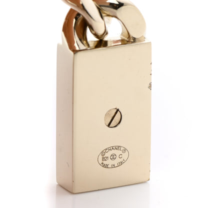Chanel Crystal Dog Tag Charm Earrings Gold 4 of 5
