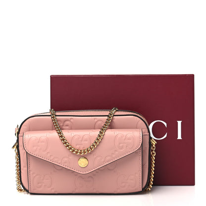 Gucci Calfskin GG Super Mini Debossed Chain Wallet Dust Carmine 11 of 11