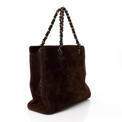 Chanel Suede Shopping Chain Tote Brown 3 of 12