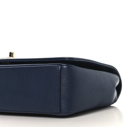Chanel Sheepskin Chevron Quilted Medium Vintage Mademoiselle Flap Navy 10 of 11