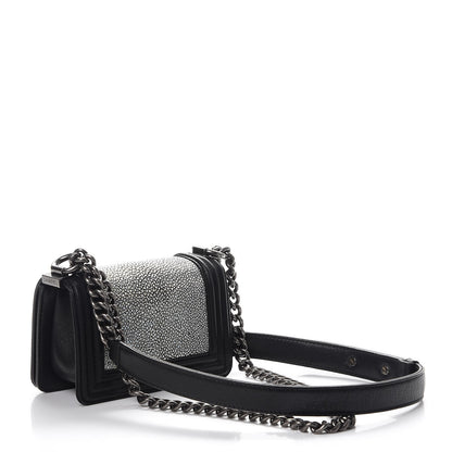 Chanel Galuchat Stingray Mini Boy Flap Black Silver 5 of 11