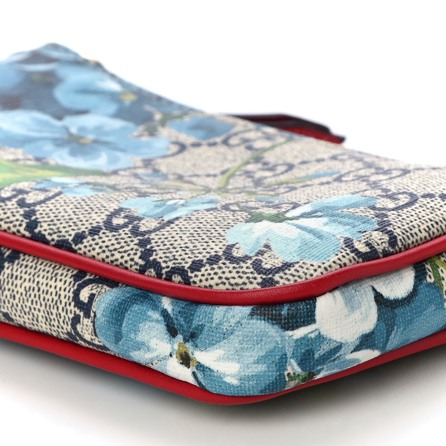 Gucci GG Supreme Monogram Blooms Mini Chain Bag Beige Blue Navy Hibiscus Red 10 of 10